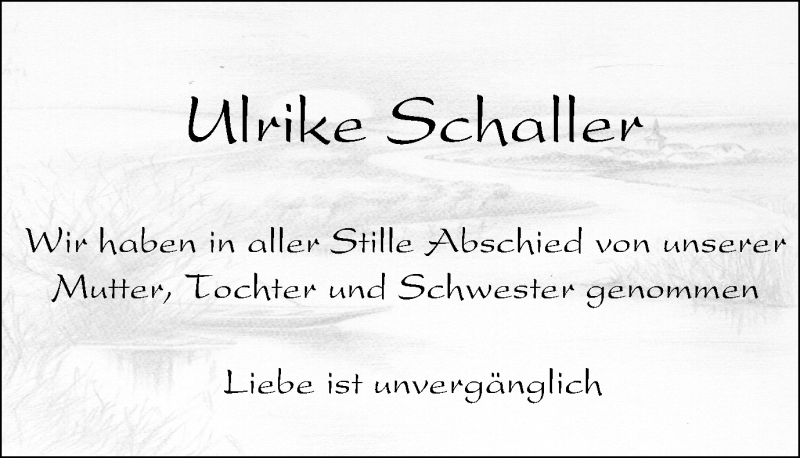  Traueranzeige für Ulrike Schaller vom 07.03.2015 aus Stadtanzeiger Herdecke/Wetter