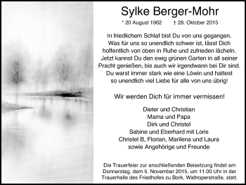 Traueranzeige von Sylke Berger-Mohr von Lüner Anzeiger