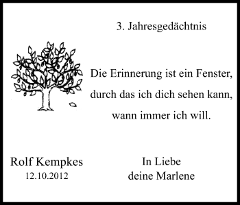 Traueranzeige von Rolf Kempkes von Wochen-Anzeiger Oberhausen