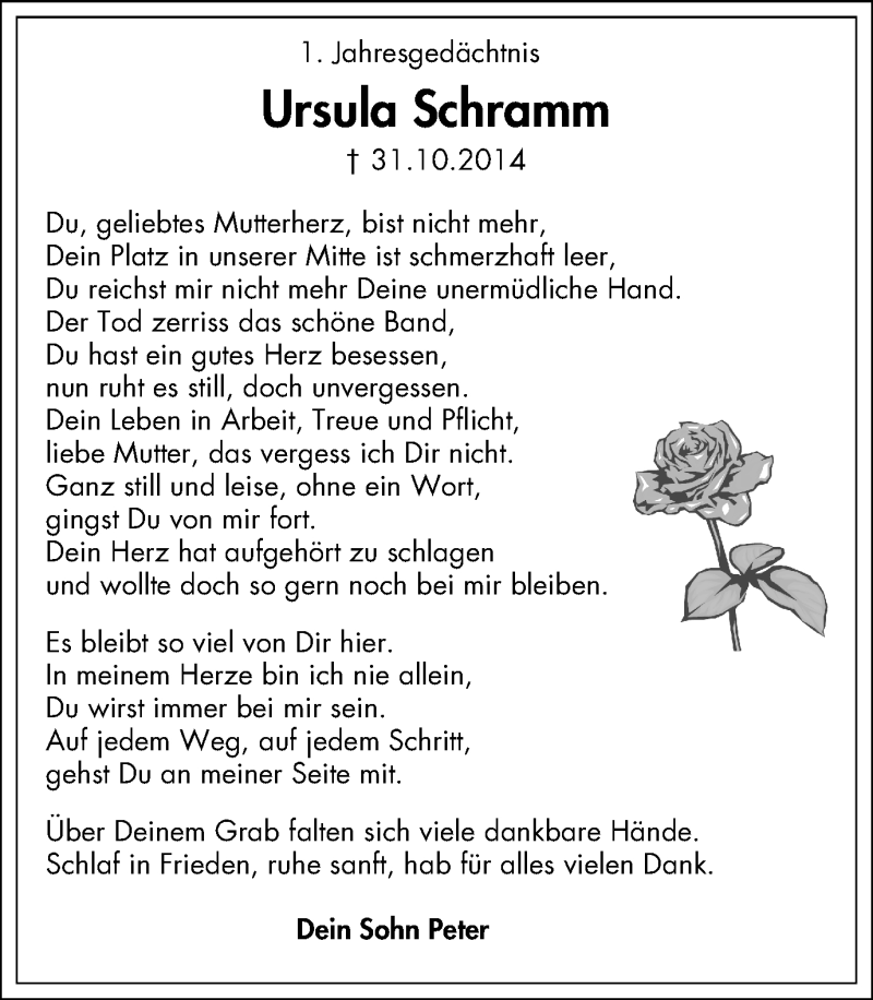 Traueranzeigen Von Ursula Schramm Trauer In Nrwde 