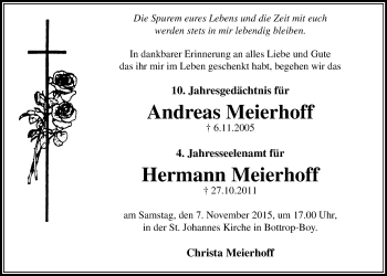 Traueranzeige von Andreas und Hermann Meierhoff von Stadtspiegel Bottrop