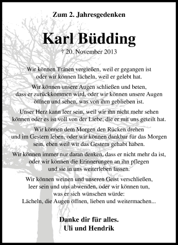 Traueranzeige von Karl Büdding von Stadtanz.Castrop-Rauxel
