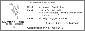 Traueranzeige von Michel Hallak von Lüner Anzeiger