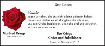 Traueranzeige von Manfred Krings von Borbeck Kurier