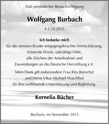 Traueranzeige von Wolfgang Burbach von Witten aktuell