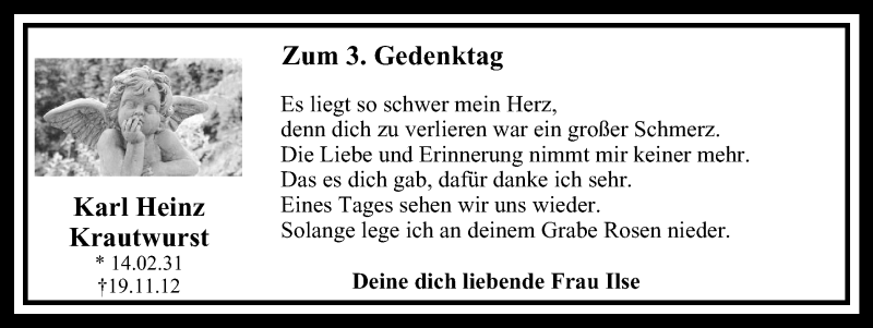  Traueranzeige für Karl Heinz Krautwurst vom 21.11.2015 aus Stadtanz.Castrop-Rauxel
