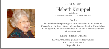 Traueranzeige von Elsbeth Knüppel von Lüner Anzeiger