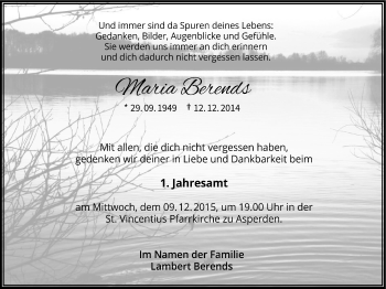 Traueranzeige von MariaBerends  von Gocher Wochenblatt