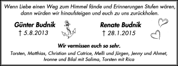 Traueranzeige von Renate Budnik von Stadtanz.Castrop-Rauxel