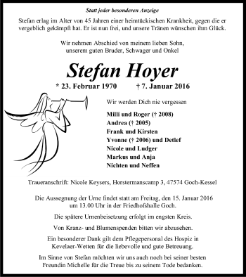 Traueranzeige von Stefan Hoyer von Gocher Wochenblatt