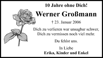 Traueranzeige von Werner Großmann von Wochen-Anzeiger Langenfeld/Monheim/Hilden