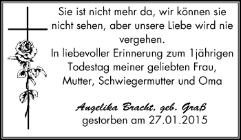 Traueranzeige von Angelika Bracht von Witten aktuell