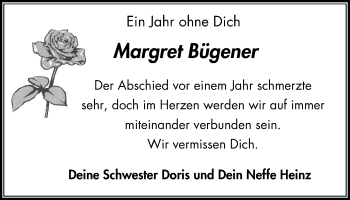 Traueranzeige von Margret Bügener von Stadtspiegel Gladbeck