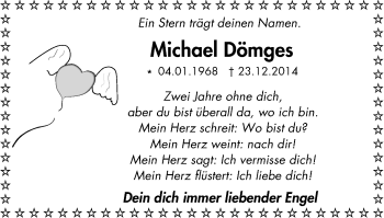 Traueranzeige von Michael Dömges von Wochen-Anzeiger Oberhausen