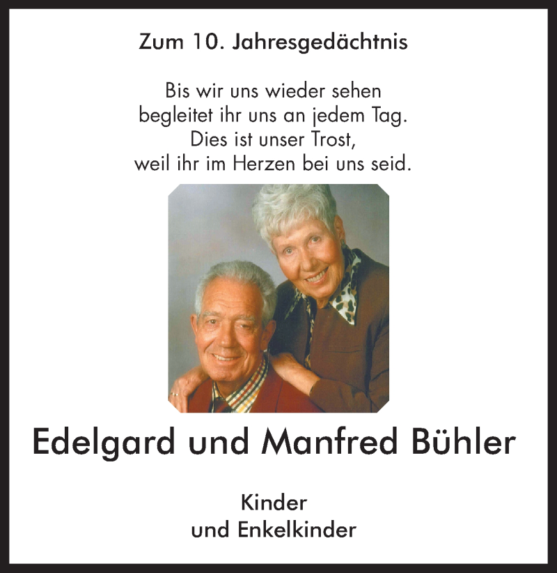  Traueranzeige für Edelgard und Manfred Bühler vom 21.12.2016 aus Stadtspiegel Bottrop