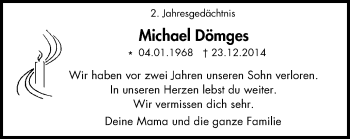 Traueranzeige von Michael Dömges von Wochen-Anzeiger Oberhausen