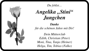 Traueranzeige von Angelika Jungchen von Stadtspiegel Bottrop