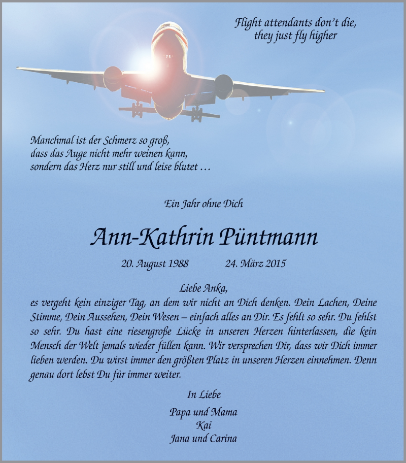  Traueranzeige für Ann-Kathrin Püntmann vom 26.03.2016 aus Lüner Anzeiger