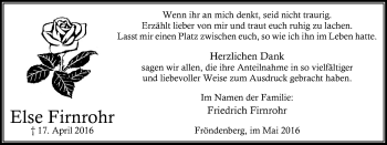 Traueranzeige von Else Firnrohr von Stadtspiegel Menden + Froendenberg