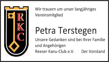 Traueranzeige von Petra Terstegen von Stadtanzeiger Emmerich/Rees/Isselburg