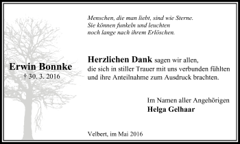 Traueranzeige von Erwin Bonnke von Ruhr Kurier