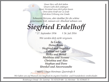 Traueranzeige von Siegfried Erdelhoff von Lüner Anzeiger