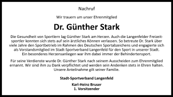 Traueranzeige von Günther Stark von Wochen-Anzeiger Langenfeld/Monheim/Hilden