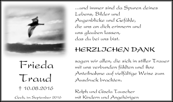 Traueranzeige von Frieda Traud von Gocher Wochenblatt
