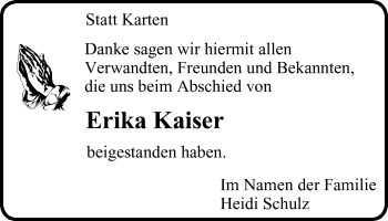 Traueranzeige von Erika Kaiser von Lüner Anzeiger