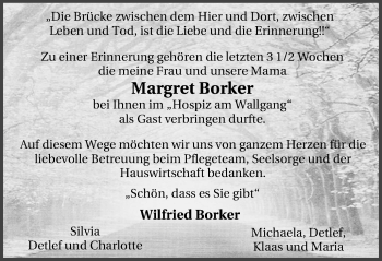 Traueranzeige von Margret Borker von Lüner Anzeiger