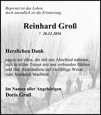 Traueranzeige von Reinhard Groß von Stadtanz.Castrop-Rauxel