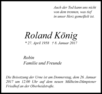 Traueranzeige von Roland König von Mülheimer Woche