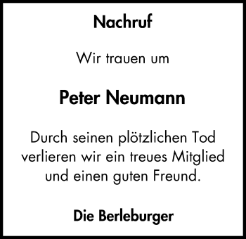 Traueranzeige von Peter Neumann von Kettwig Kurier