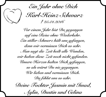 Traueranzeige von Karl-Heinz Schwarz von Wochen-Anzeiger Oberhausen