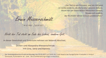 Traueranzeige von Erwin Messerschmidt von Stadtanzeiger Velbert + Heiligenhaus