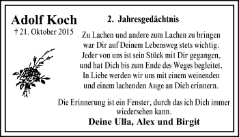 Traueranzeige von Adolf Koch von Mülheimer Woche
