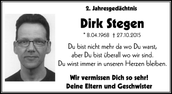 Traueranzeige von Dirk Stegen von Mülheimer Woche