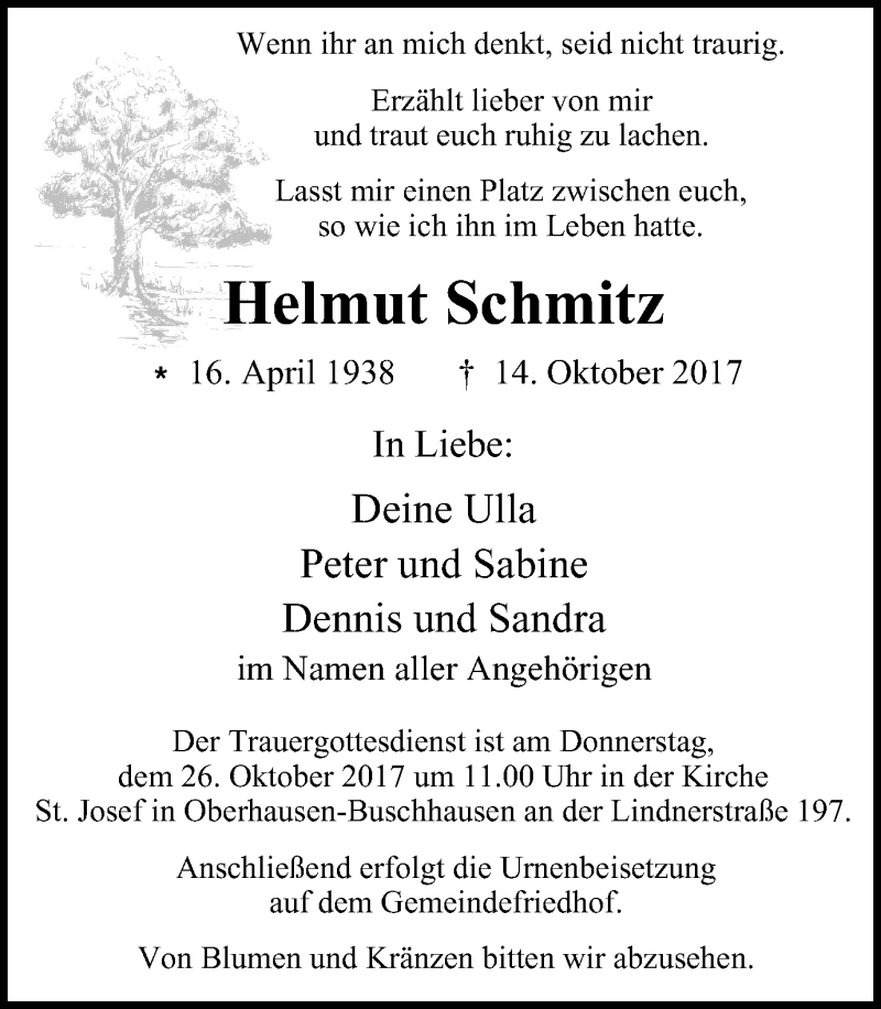 Traueranzeigen Von Helmut Schmitz Trauer In NRW De