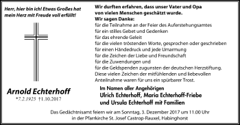 Traueranzeige von Arnold Echterhoff von Stadtanz.Castrop-Rauxel
