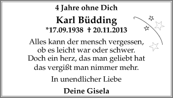 Traueranzeige von Karl Büdding von Stadtanz.Castrop-Rauxel