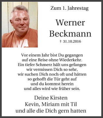 Traueranzeige von Werner Beckmann von Lüner Anzeiger
