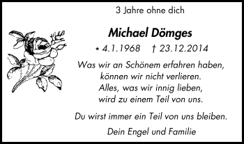 Traueranzeige von Michael Dömges von Wochen-Anzeiger Oberhausen