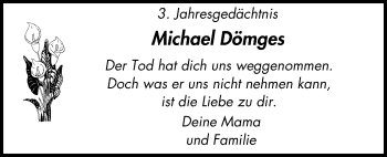 Traueranzeige von Michael Dömges von Wochen-Anzeiger Oberhausen