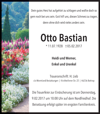 Traueranzeige von Otto Bastian von Stadtspiegel Bottrop