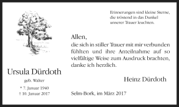 Traueranzeige von Ursula Dürdoth von Lüner Anzeiger