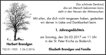 Traueranzeige von Herbert Brendgen von Der Weseler + Der Xantener