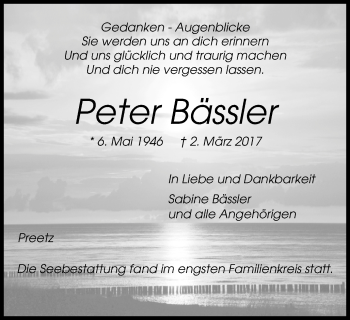 Traueranzeige von Peter Bässler von Kettwig Kurier