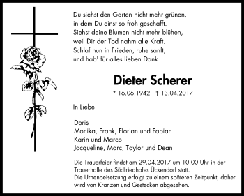 Traueranzeige von Dieter Scherer von Stadtspiegel Gelsenkirchen