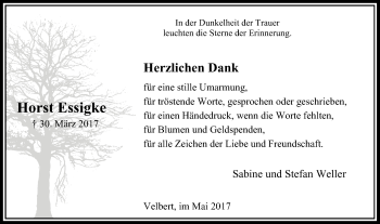 Traueranzeige von Horst Essigke von Stadtanzeiger Velbert + Heiligenhaus