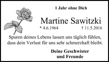 Traueranzeige von Martine Sawitzki von Lüner Anzeiger